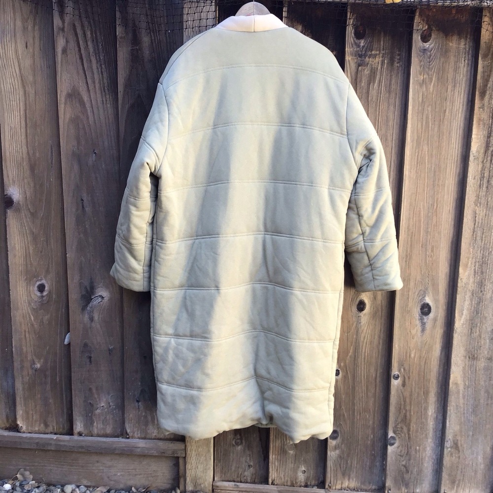 OFFHOURS Homecoat Quilted Robe Coat Sage Green Cream Orange Belt One Size - Picture 4 of 6